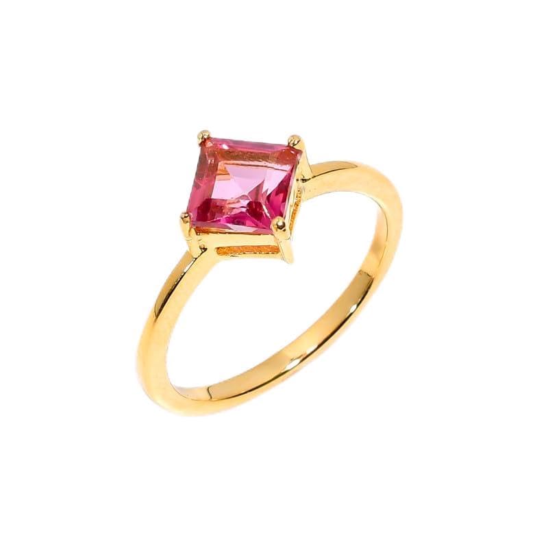 Bague solitaire en argent 925 avec topaze rose, l'alliance idéale pour fiançailles