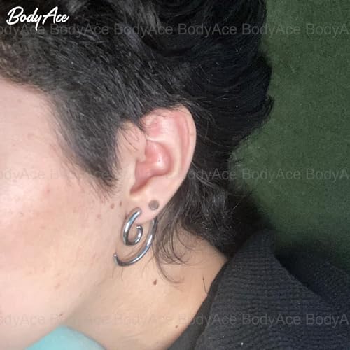 BodyAce Stainless Steel Ear Weights Gauges, Spiral Earrings Expander Snail Twist Ear Plugs, Earring Stretching Tapers Ear Gauge 2/4/6/8/10g Piercings Jewelry3
