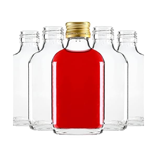 SUPERBUTELKI.PL Elegantes und modernes Glas 100ml, 50 StÃ¼cke, Kolbenset, Mini-LikÃ¶rflaschen, kleine Glasflaschen mit Schraubverschluss, Glasflaschen fÃ¼r SÃ¤fte und GetrÃ¤nke (100ml, 50x)