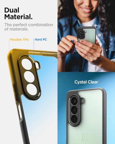 Image of Spigen Essential Sand Crystal for OnePlus Nord CE6 Lite Case [Transparent] [Black Bumper] OnePlus Nord CE 6 Lite Back Cover | TPU+PC - Matte Black