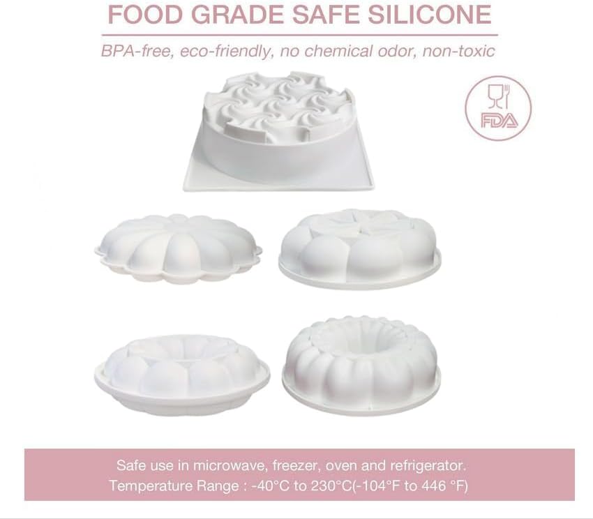 Miniatura 7 de Molde de silicona para pastel de mousse francés de una sola flor 3D de 6 pulgadas, molde de silicona para tartas, crisantemo, girasol, dona, barra