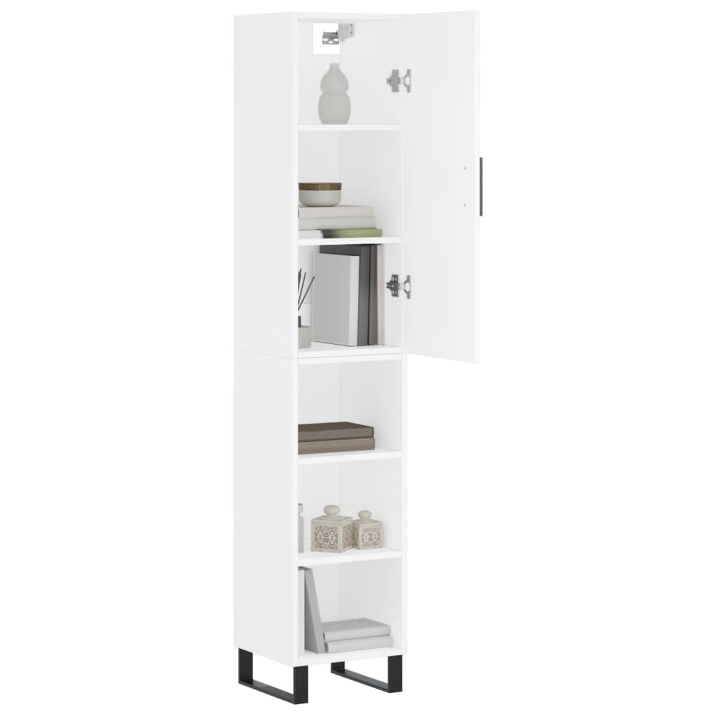 Armadietto alto, bianco, 34,5 x 34 x 180 cm, in legno, base in