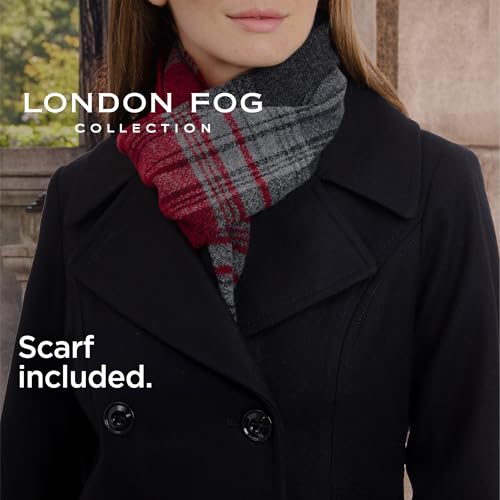 LONDON FOG Women's Double Breasted Peacoat with Scarf, Black, Large by LONDON FOG - Image 4