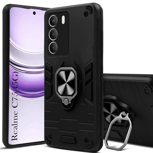 Image of AIBEX Armor Back Cover Compatible for Realme Nazro 80 Lite 5G / Realme C73 5G / Realme C75 5G| Rugged Shockproof Case with Ring Holder & Kickstand | Military-Grade Protection | Magnetic Car Mount