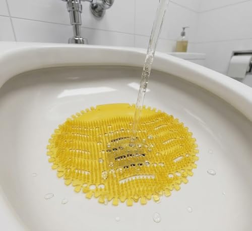 Image of AIR O MATIC Urinal Screen Mat Lemon (Yellow, Medium) -20 Pieces Urinal Screen Mat for Men's Restroom, Lemon Scented
