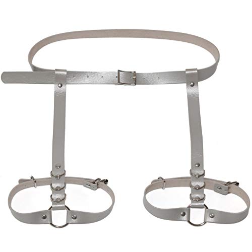 LeeZAKA Thigh Ring Garter Women Faux Leather Waist Chain Belt Body Harness,Silver