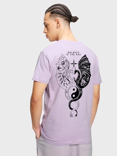 Image of Bewakoof Men's Typography Regular Fit Half Sleeve Round Neck Pure Cotton T-Shirt