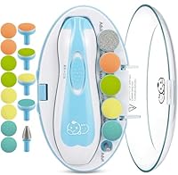 Royal Angels Upgraded 21 in 1 Baby Nail Trimmer with Labeled Case, 13 Extra Replacement Pads, Safe Electric Baby Nail File Kit for Newborns & Toddlers, Whisper Quiet Nail Clipper with LED Light (Blue)