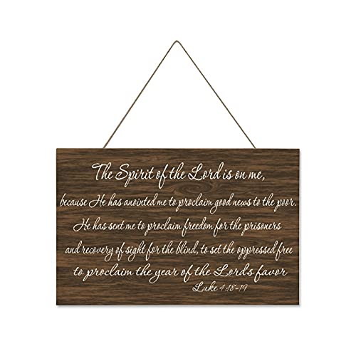 Rustic Wooden Plaque Luke 4:18 19 The Spirit of the