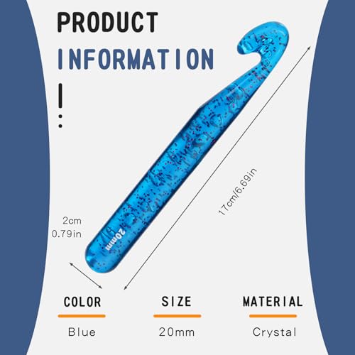 Image of QMNNMA 20 mm Crochet Hook, Large Crochet Hooks for Chunky Yarn | Big Crochet Hooks, Jumbo Crochet Hooks, Giant Crochet Hook, Ergonomic Knitting Needles Crochet Needle for Beginners
