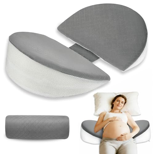 Neulriscn Pregnancy Pillow for Sleeping, Maternity Pillows for Pregnant Women, Memory Foam Maternity Body Support Pillows with Small Pillow for Back, Legs, Belly, Hip, Adjustable and Washable Cover
