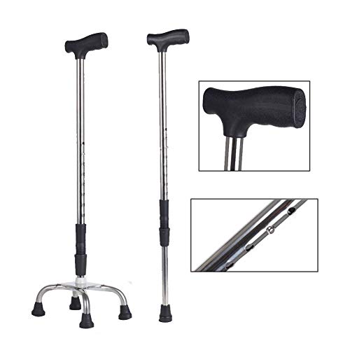 Teleskoprohr Gehstock Rostfreier Stahl EIN Fuß Und Vier Fuß Multifunktional Tragbar Spazierstock HöHenverstellbar Rostfreier Stahl