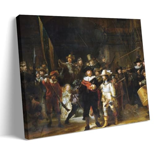 Toile Rembrandt The Night Watch encadrée pour habiller un mur vide sans effort 30x45cm