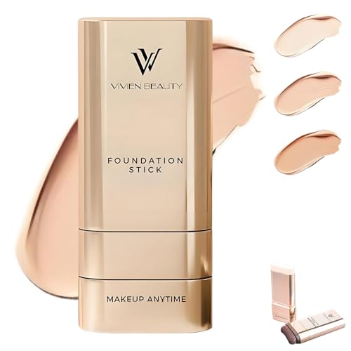 Vivien Beauty Foundation Stick, Vivien Beauty 2 in 1 Foundation Stick with Brush, Multi-use Double Head Foundations Make up Sticks, Longwear Natural Finish for All Skin Types (2 Natural Color)