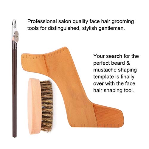 Men Beard Shaping Tools Kit, Mustache Styling Template Pen Grooming Brush Mustache Care Tool for Men's Jaw Cheek, Neck Line