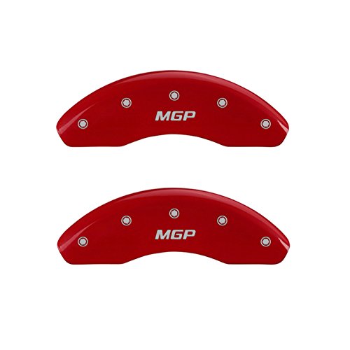 Image of MGP Caliper Covers 28175SMGPRD 'MGP' Engraved Caliper Cover with Red Powder Coat Finish and Silver Characters, (Set of 4)