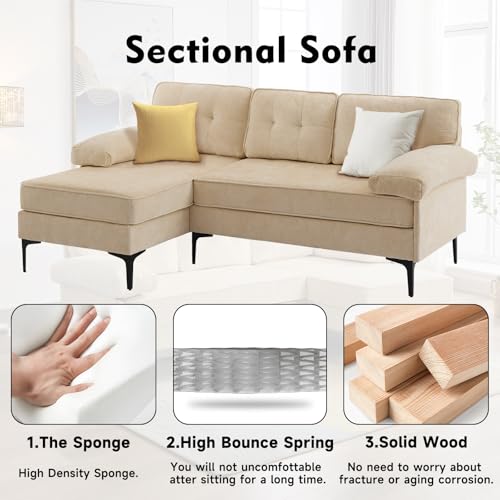 image for WOTSTA Convertible Sectional Sofa, L Shaped Couch with Reversible Chai