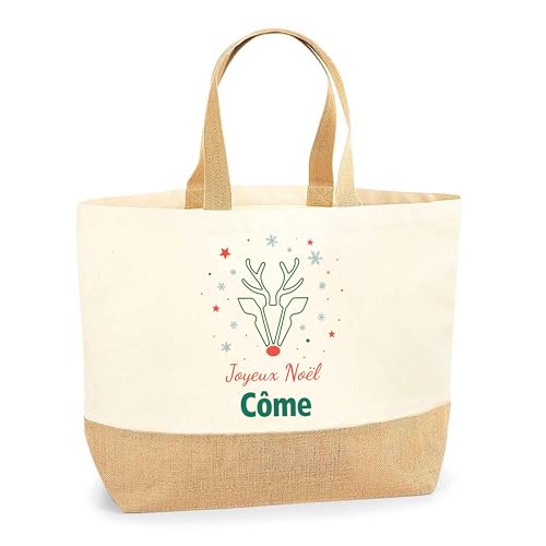 Sac shopping Noël humour avec imprimé cerf résistant pour cadeaux insolites