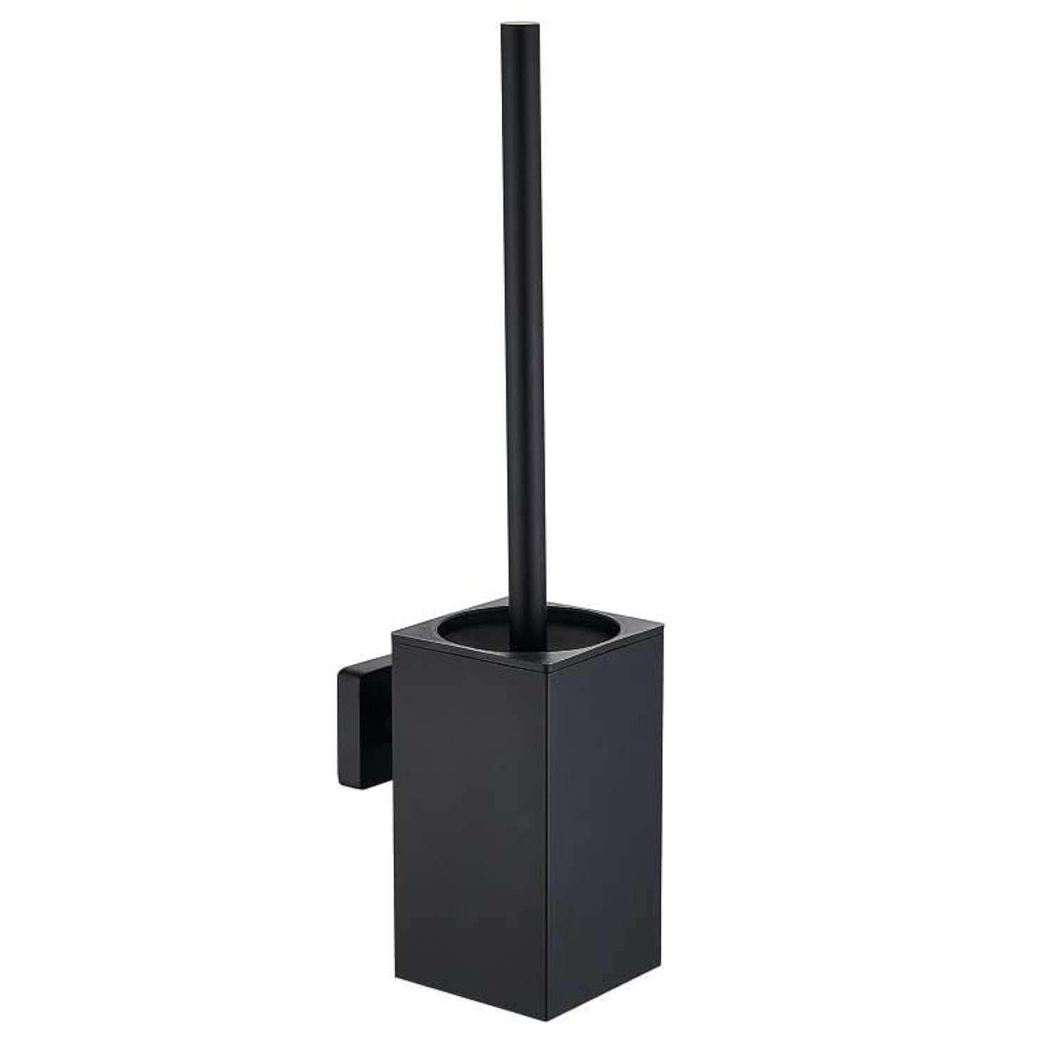 Toilet Brush and Holder Set Wall Mount or Freestanding KWQKEM Modern Toilet Bowl Cleaners Brush and Holder with Lid 304 Stainless Steel (Matte Black)
