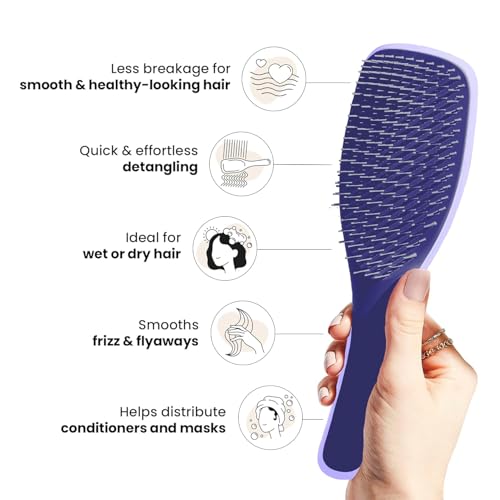 Image of Lyrovo Ultimate Hair Brush Comb for Women for Wet & Dry Hair Eliminates Knots & Reduces Breakage for All Hair Types (Lilac Purple)