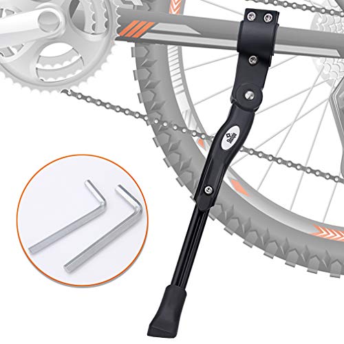 Shanqiu Pata de Cabra para Bicicleta, Aluminio Soporte Ajustable del Retroceso de Bici Caballete Bicicleta de 22-27 Pulgadas Bicicletas de montaña (Negro)