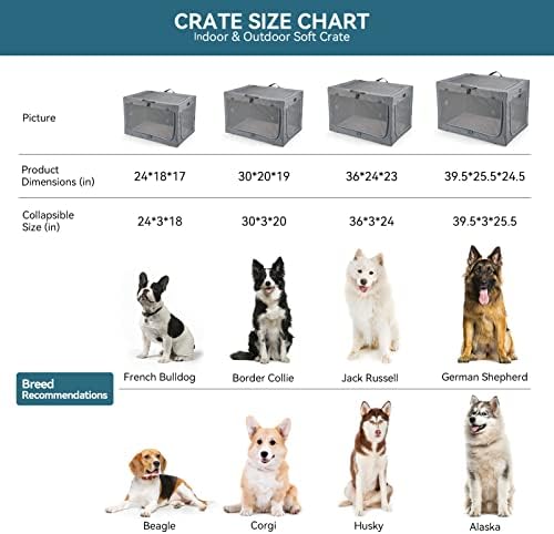 Petsfit Dog Crates Medium Size, Sturdy Frame Dog Crate,Portable Dog Travel Crate with Fleece Mat and Pocket for Small and Medium Dogs