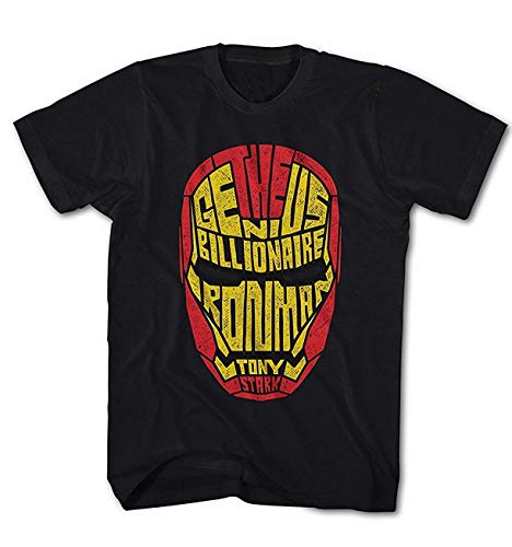 Monkey Print Camiseta Hombre Ironman Tony Fuerte Texto Tipo - Negro, XL