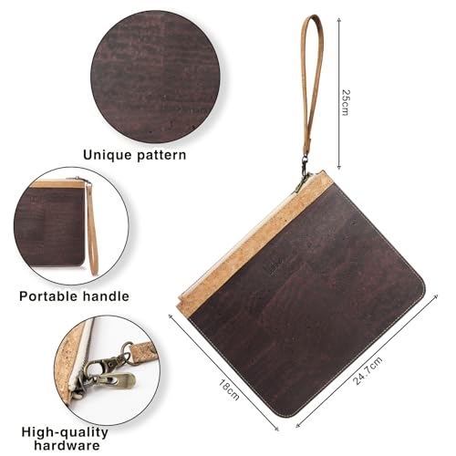 Image of boshiho Natural Cork Clutch Wristlet Wallet Cell Phone Card Holder Coin Purse Bag