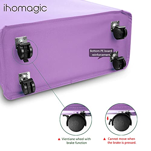 IHOMAGIC 40L Laundry Hamper Collapsible Fabric for Hotel, Freestanding Flexible Laundry Sorter on Wheels - Slim Storage Bag, Decorative Laundry Baskets for Books, Sundries Storage (Purple) by IHOMAGIC - Image 3