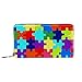 Portefeuille Longue Cuir Porte Monnaie Porte-chéquiers Grand Porte-Cartes Grande Capacite Portefeuille avec Zippé Poche Fond avec pièce de Puzzle