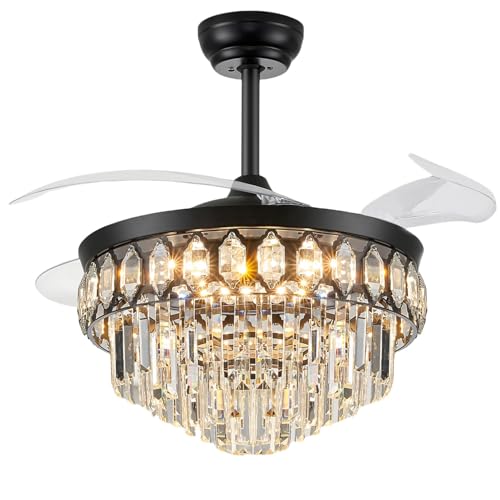 Image of FIDGRA 48'' Fandelier Ceiling Fan with Light, Chandelier Fan, Black