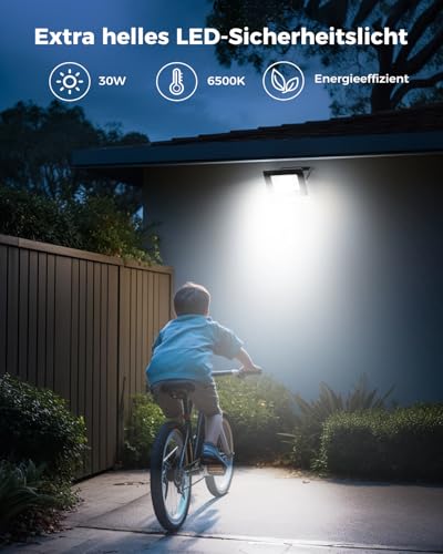vighep Led Strahler mit Bewegungsmelder Außen, 30W Superhell LED Fluter mit Fernbedienung, IP66 Wasserdicht Scheinwerfer, 6500K Kaltweiß Aussenlampe für Garten Garage Hof Wand