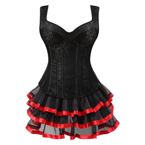 Corset gothique à bretelles avec jupe en dentelle pour sculpter la taille sans inconfort