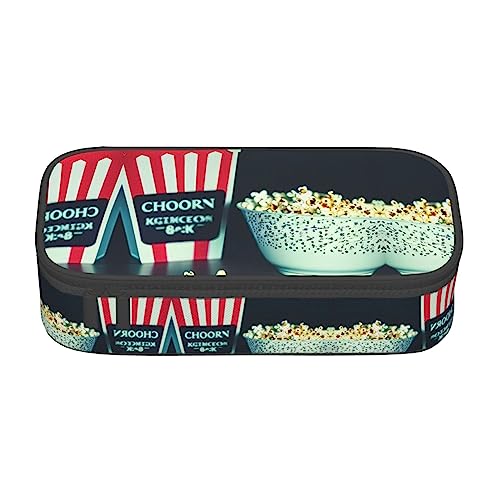 ETASUIOL Estuche para lápices con estampado de tablillas y palomitas de maíz, estuche grande multiusos para lápices, organizador de tela Oxford, Black, Talla única, Funda para llave
