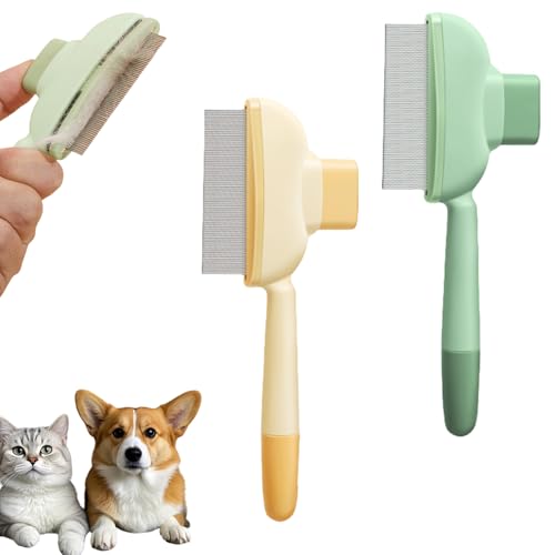 LUMOOM Peine antipulgas autolimpiante para mascotas, 2 unidades, con botón de desbloqueo, peine para perros, peine para eliminar pelos de mascotas, gato y perro (A)