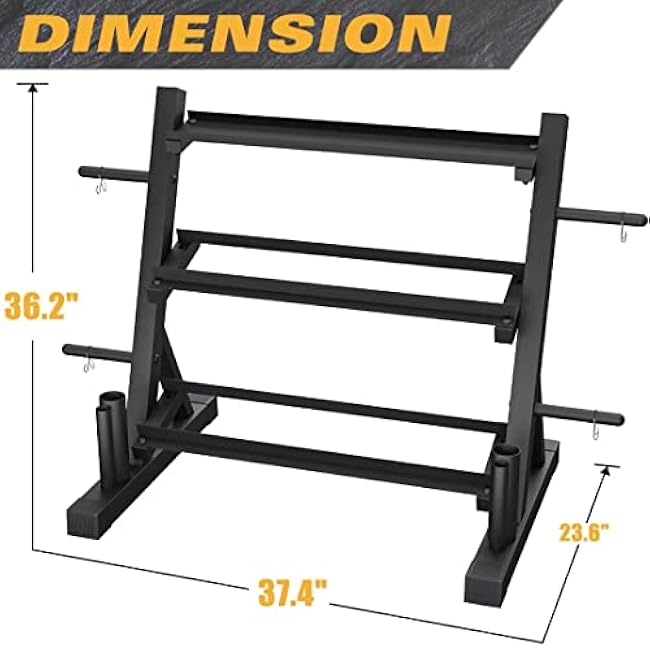 3-Tier Dumbbell Rack Stand for Home Gym, Free Weights Storage Steel Racks for Dumbbells, Weight Plates, Barbell, 1200 LBS Weight Capacity