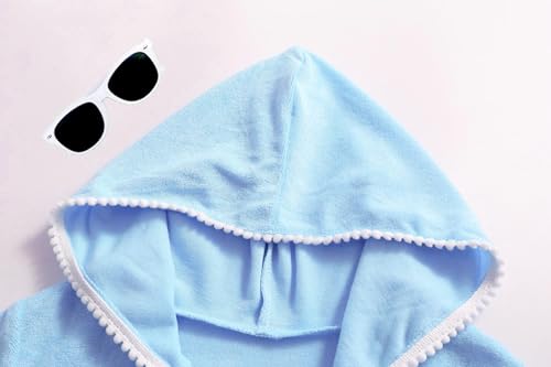 Image of Girls Swim Cover Up Kids Swimsuit Coverup Terry Zip-Up Beach Bathing Suit Wraps with Sunglasses