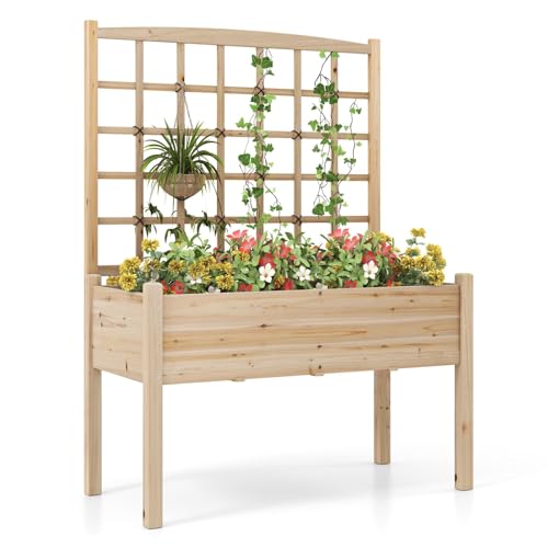 FANTASK Pflanzkasten mit Rankgitter Gartenspalier für Kletterpflanzen...