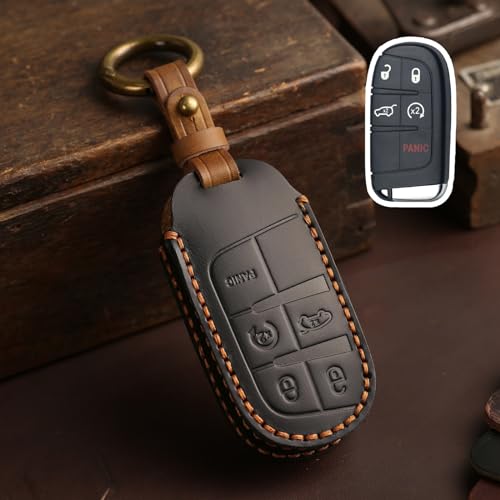 Funda de cuero para llave de coche Chrysler 300 protector de mando para la llave inteligente 4