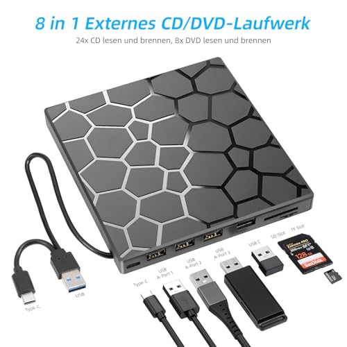 Lecteur CD/DVD externe pour PC sans lecteur interne graveur USB 3.0 multifonction - 3