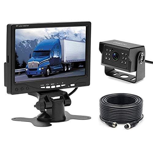 Camecho 12 V - 24 V Coche Copia de Seguridad cámara Impermeable visión Nocturna cámara de visión Trasera con Cable Sistema Kit + 7 LCD Monitor para autobús/Remolque camión/Van/RV/Los campistas