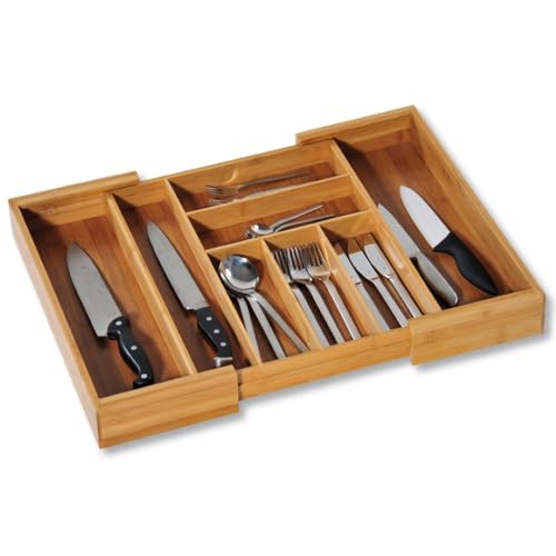 Kesper 5808513 variable cutlery tray – FSC 100% bamboo cutlery tray, bamboo, brown, 35 x 43 x 6.5 cm - Image 2