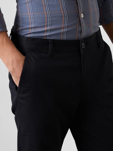 Image of Park Avenue Men's Regular Fit Mid Rise Neo Fit Cotton Blend Solid Pattern Flat Front Casual Chinos
