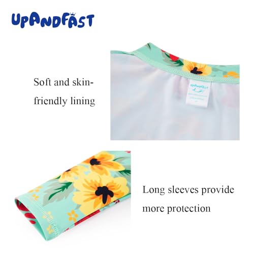 Image of upandfast Girls Rash Guard Set Long Sleeve Two Piece Swimsuit with UPF 50+ Sun Protection for Girls 3-8 Years