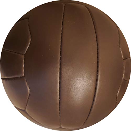 Aafza Sports Soccer Ball - Hand Stitched Size 5 - Brown Genuine Leather 18 Panels Soccer Ball - Old Style Ball #TOP4