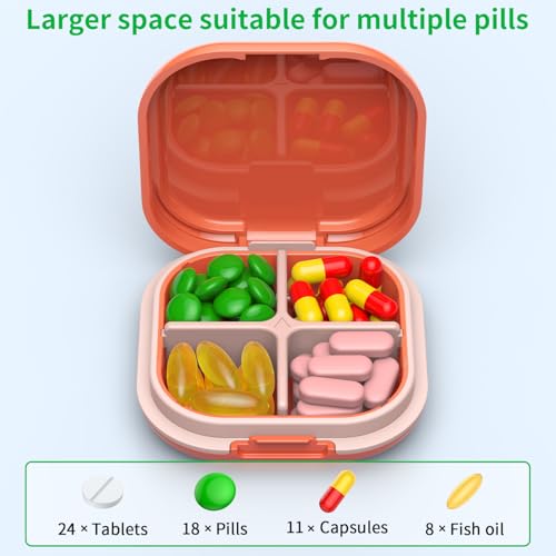Daily Pill Organizer 4 Compartments, Small Pill Box Portable Travel Pill Case, Mini Pill Container for Purse Pocket, Compact Travel Medicine Organizer for Vitamin, Cod Liver Oil, Supplement - Image 4