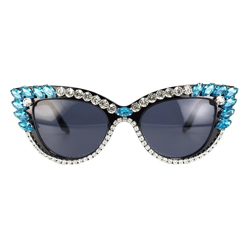 Retro Cateye Sunglasses for Women UV400 Protection Cat Eye bling rhinestone Sun Glasses