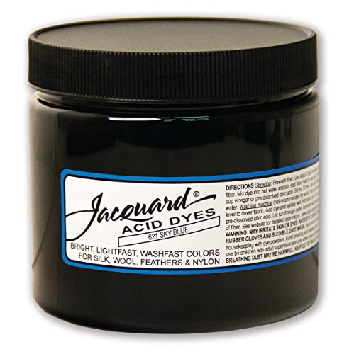 Jacquard Acid Dye - Sky Blue - 8 Oz Net Wt - Acid Dye for Wool - Silk - Feathers - and Nylons - Brilliant Colorfast and Highly Concentrated