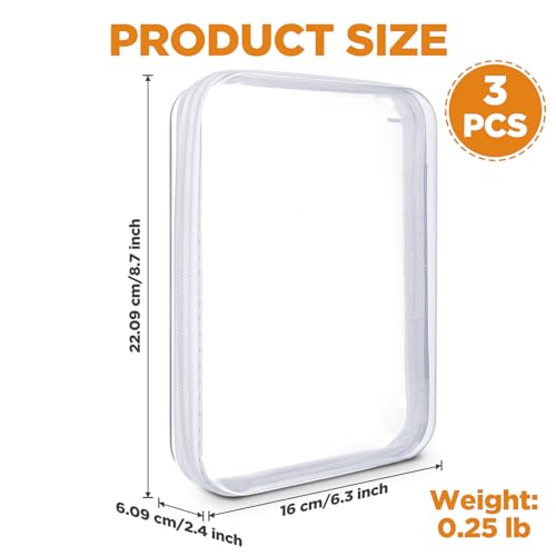 3PCS Clear Hard Zipper Cases – Thicken PET Storage Organizer with Double Zipper, Portable Travel & Cosmetic Bag for Toys, Office Supplies & Toiletries (8.7” x 6.3” x 2.4”)2