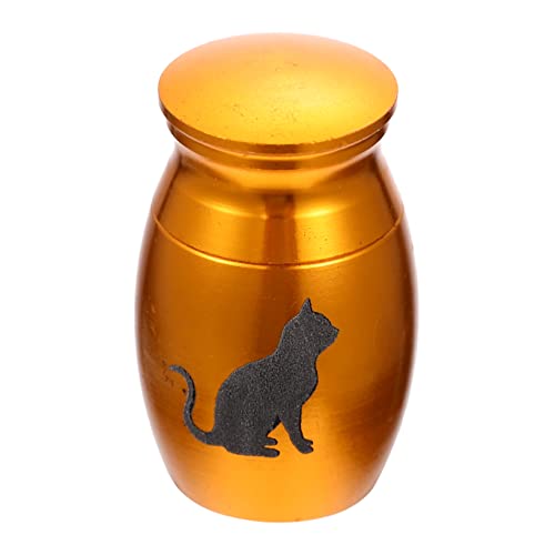 INOOMP 壷 猫の記念碑 猫フィーダー 猫の水 猫のおやつ 子猫の灰の容器 ペットメモリアル ペットメモリアル庭石 猫の 猫の遺骨壺 ステンレス鋼 Golden
